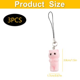 Lotsdonxia 3D Resin Fluffy Cat Phone Charm – Fun Accessories Cute DIY Craft Pendant for Phones, Keychains, and Backpacks (Pink, White & Gray)