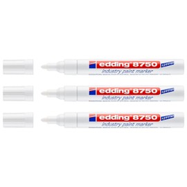 Edding Pack of 3 8750 Industrial Markers White 2-4mm