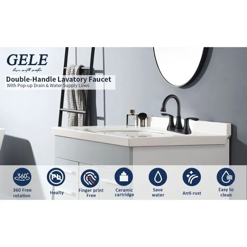 4 Inch Oil Rubbed Bronze Bathroom Faucet with Pop-up Drain