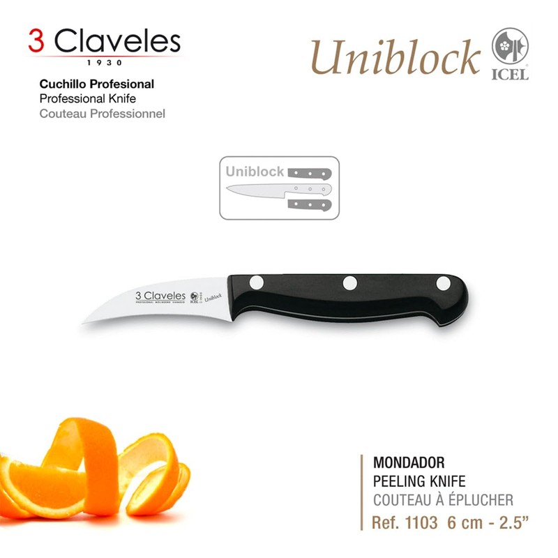3 CLAVELES CUCHILLO MONDADOR UNIBLOCK 6 cm - 2,5" D