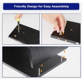 Does Not Apply Monitor Stand Riser, 2-Tier Wood Office Desk Storage Organizer for Black02