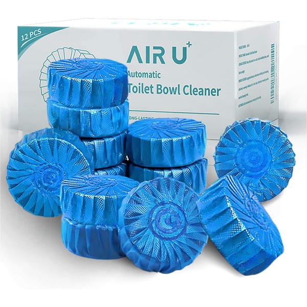 AIR U+ 12 Pcs Automatic Bathroom Toilet Bowl Cleaner Tablets，Blue Toilet Cleaning Clean