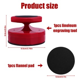 Block Printing Baren, Comfort Grip Handle Baren Printmaking Tool with Flannel Pad Multipurpose Linoleum Block Printing Tools for Painting DIY Art Craft Supplies (Red)