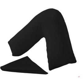 VALUEZONE Luxury Anti Allergy V Shape Pillow and Case Fade & Wrinkle Resistant Soft & Smooth Plain Dyed Polycotton V Pillowcase (Black, V Shape Pillowcase Only)