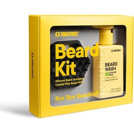 TOOLETRIES Men's Beard Kit - Silicone Beard Scrubber & Hydrating Wash with Coastal Pine Scent, Facial Hair Exfoliator for Men, Deep Cleans & Exfoliates Skin, Removes Beardruff