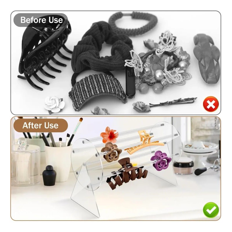 Acrylic Claw Clip Organizer,360 Degree Rotating Holder Transparent
