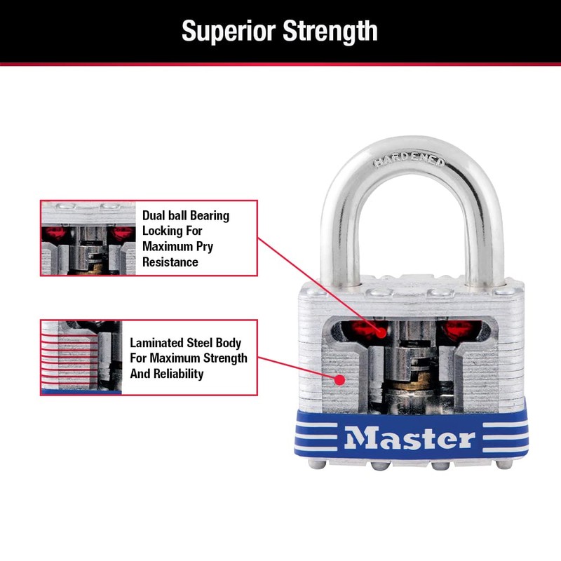 Master Lock 3008D Outdoor Padlock with Key, 4 Pack Keyed-Alike