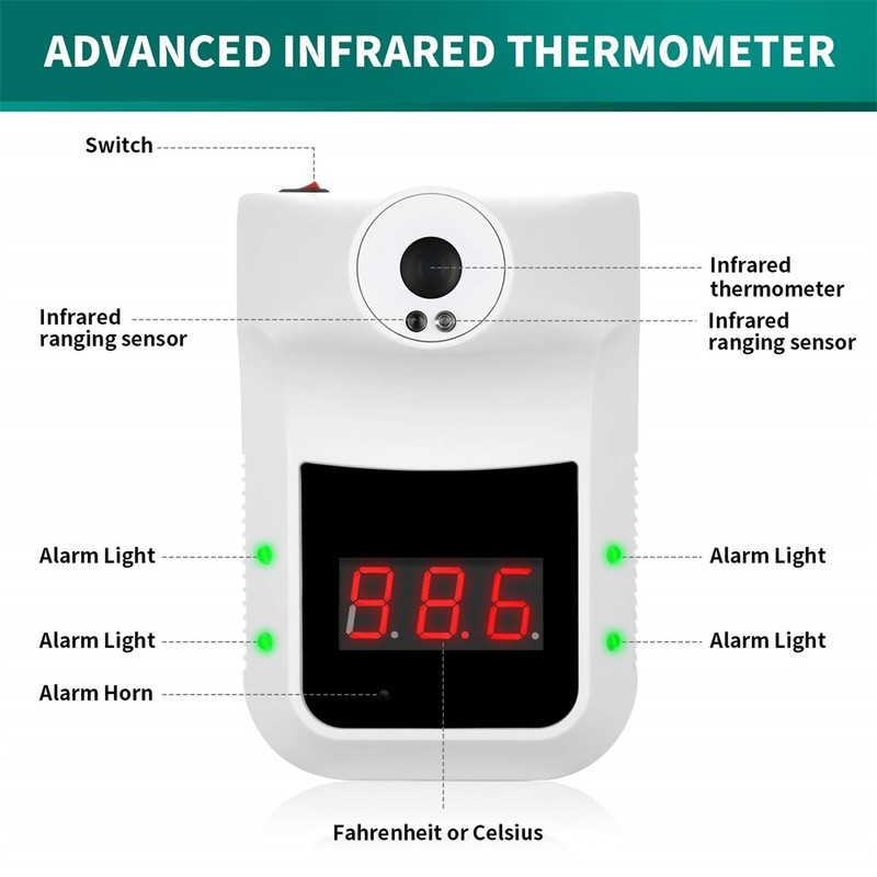 Wall Mounted Infrared Thermometer Non Contact Hanging Thermometer for Offices