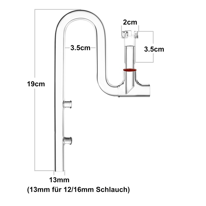 JARDLI Glass Lily Pipe Jet Outlet with Skimmer Surface Vent