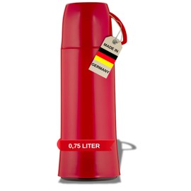 Helios Elegance Thermoskanne Rot 0,75L – 6h Heiß - Hält Getränke heiß & kalt - Robustes Design Ideal für unterwegs