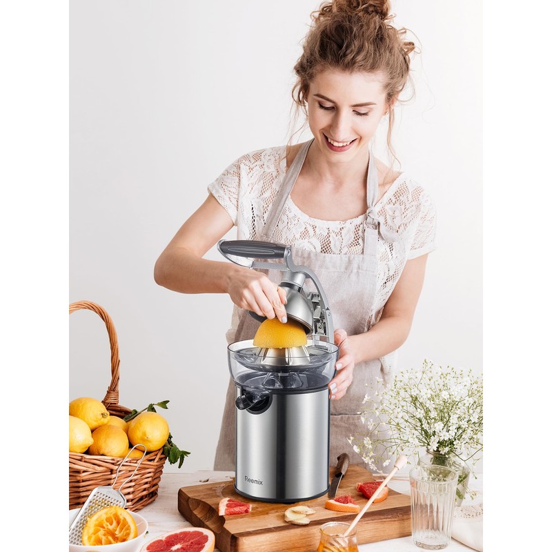 Electric Citrus Juicer Squeezer, Reemix Powerful Orange Juicer with Zine