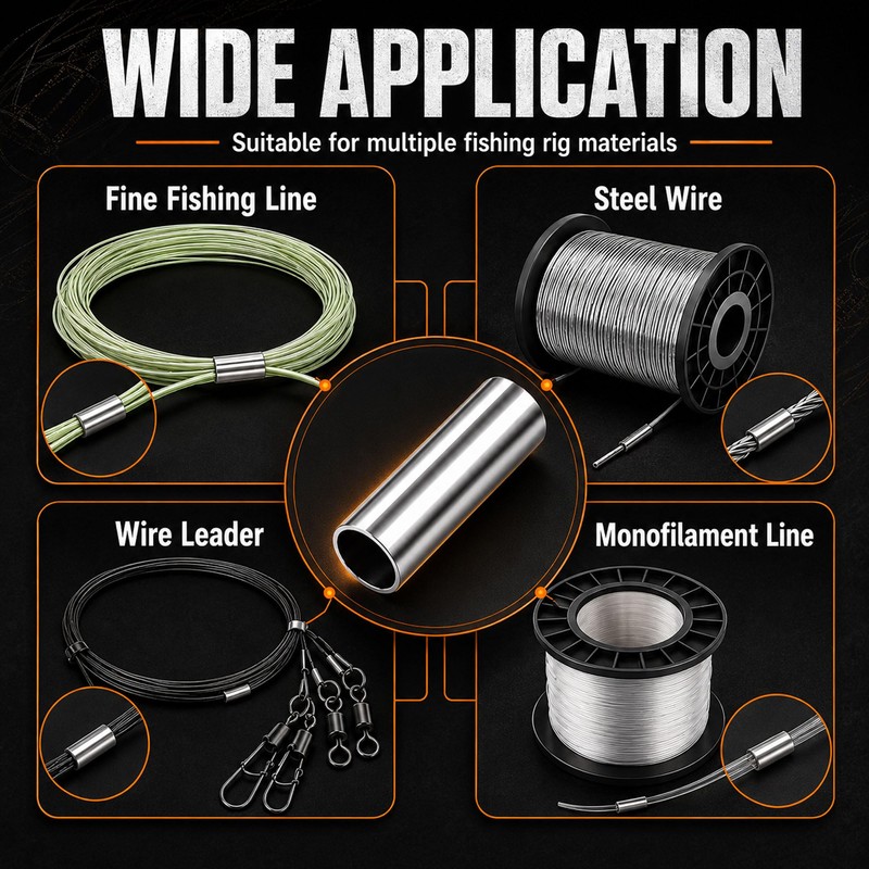 Fishing Crimp Sleeves 300pcs Silver 7 Sizes Leader Wire Crimp