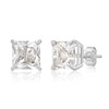 14k White Gold Princess Cut White Topaz Square Stud Earrings