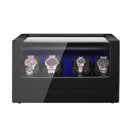 KETYDURM Automatic Watch Winder for 4 Watches, LED Watch Winders Box with Quiet Motor, Black Piano Paint Rotating Watch Box Gift for Men and Women