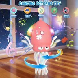 PANACARE Dancing Squid, Children's Electronic Squid Toys with Music/Lights/USB, Automatically Avoid Crawling Octopus, Rechargeable Children's Dancing Toys, Birthday Gift for 34567Years