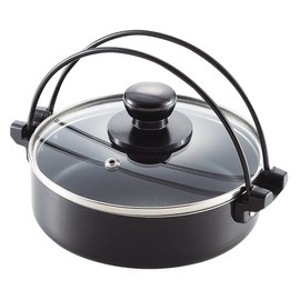 Pearl Metal HB-3361 Compact Sukiyaki Pot, 7.1 inches (18 cm), Glass Lid, Induction Compatible, Fluorine Processed