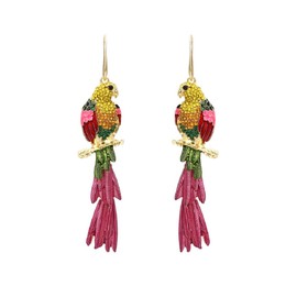 Parrot Earrings for Women, Cute Bird Parrot Tassel Earrings for Girls, Rainbow Parrot Branch Earrings Hypoallergenic, Tropical Parrot Animal Boho Drop Earrings, Parrot Jewelry, Zinc