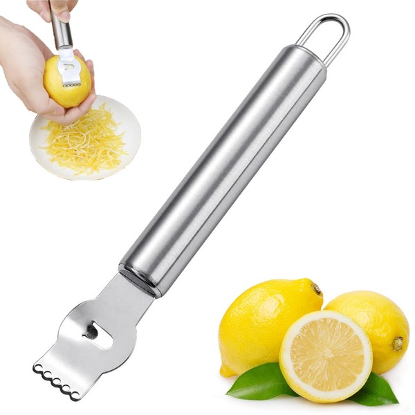 Zitronen Zester Schäler,Zestenreißer,Zitronen Schäler,Zestenschneider,Edelstahl Zitrone Peeler Reibe,Ziseliermesser,Professioneller Zitronen Zester,mit Kanalmesser