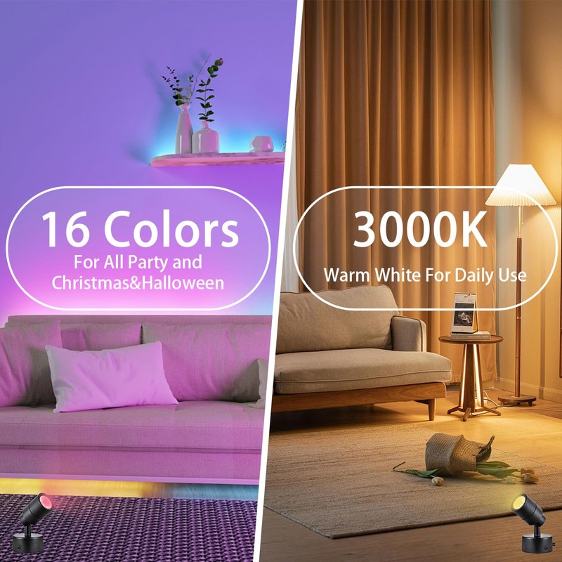 EAGLOD 7W RGBW Color Changing Up Lights Indoor with Remote