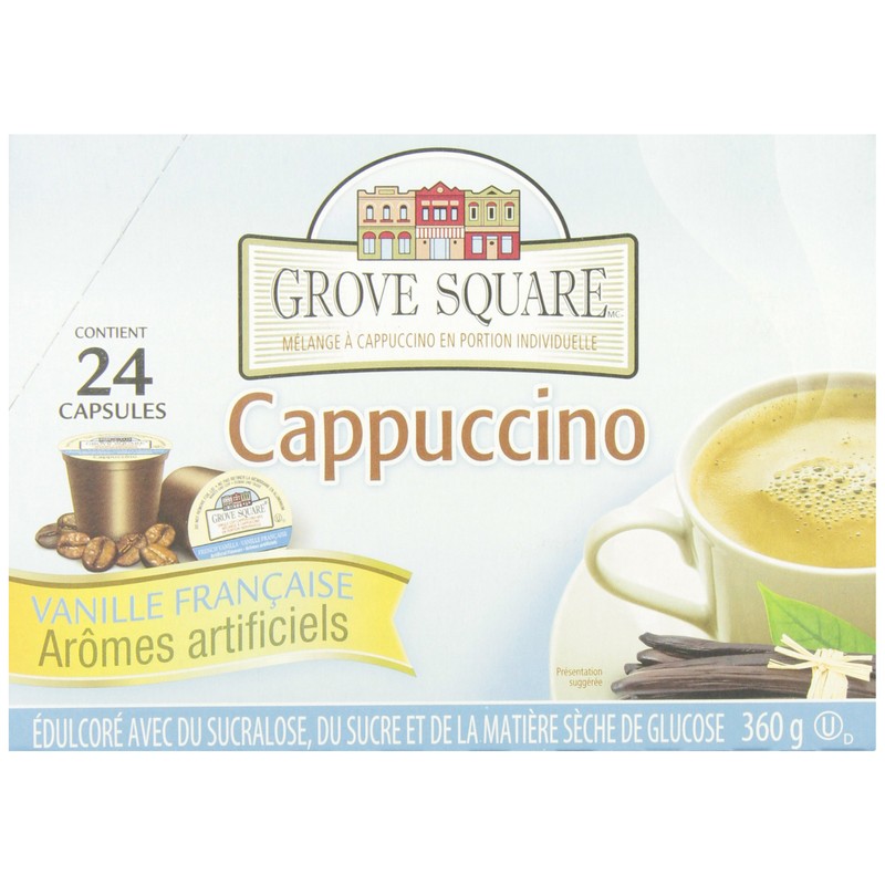 Grove Square Cappuccino Mix, French Vanilla, 24 Single Serve Cups