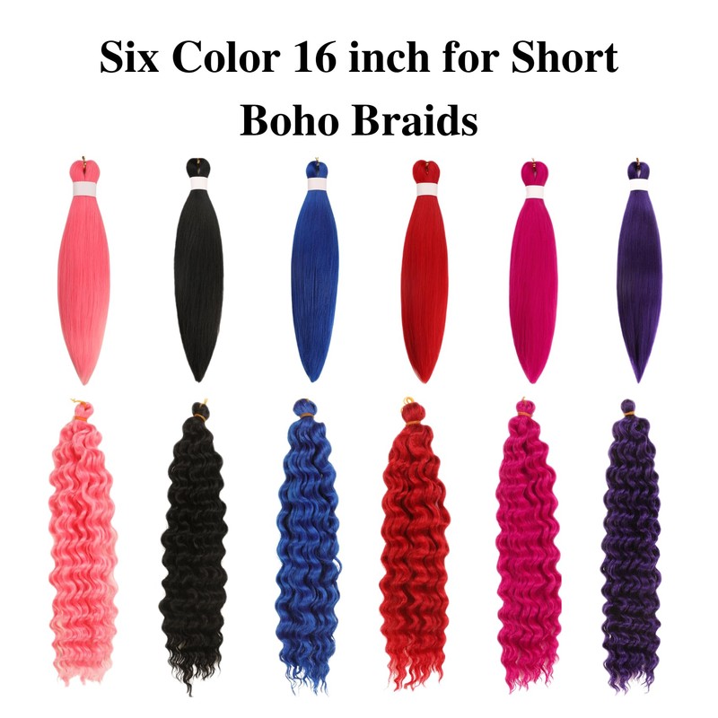 Braiding Hair Pre stretched Purple Boho Braids Curly Deep Wave