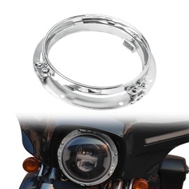 7 Inch Round Headlight Bracket for Harley, Chrome Motocycle Headlight Mount Bracket Head Lamp Trim Ring for Harley Road King Electra Glide Ultra Classic Limited Softail Tri Street Glide Accessories