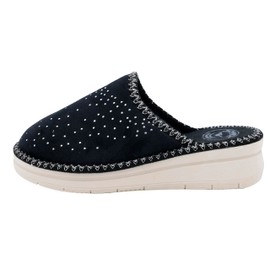 JOMIX Women's Slippers with Heel, Winter Comfortable Faux Suede Slippers, Made in Italy, black