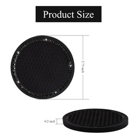 SUNCARACCL Car Cup Holder Coaster, 2 Pack Universal Bling Vehicle Insert (2.75" Diameter), Crystal Rhinestone Car Interior Accessories (Black with Black Diamond).