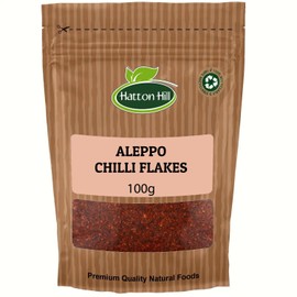 Aleppo Chilli Flakes 100g by Hatton Hill | Pul Biber, Semi-Dried Red Pepper, Crushed, Middle East Cuisine, Mildly Hot, Marash Pepper