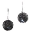 Sparkling Black Titanium Druzy 925 Sterling Silver Earrings, 5/8"