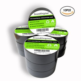 SoundOriginal Black Electrical Tape 10 Pack 0.7-Inch by 30 Feet, Voltage Level 600V Dustproof, Adhesive for General Home Vehicle Auto Car Power Circuit Wiring Black