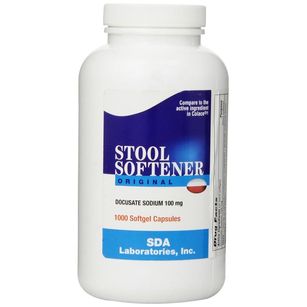 SDA Laboratories Docusate Sodium Softgel Capsule, 100mg, 1000 Count