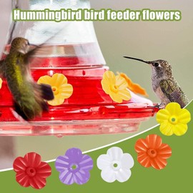 6Pcs Red Hummingbird Feeder Replacement Flowers,Plastic Decorative Flower Feeding Replacement Parts for Feeder Outdoors, Slices Window Hanging Bird Feeder More Birds Bird Health,Backyard Birding
