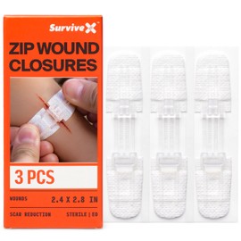 SurviveX Zip Stitch Wound Closure Strips - Repair Wounds Without Stitches - Zipstitch Sutures - Laceration Closures - 3 PCS
