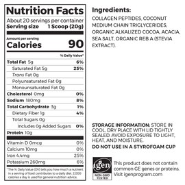 Orgain Orgain Keto Collagen Protein Powder, Chocolate - 10g Grass Fed Hydrolyzed Collagen Peptides for Women & Men, Type I & III, 5g MCT Oil - Hair, Skin, Nail, & Joint Support, Non-GMO, Gluten Free - 0.88lb