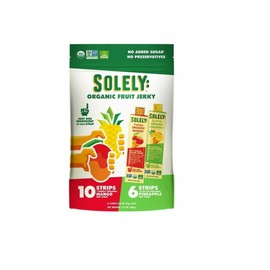 Solely Organic Fruit Jerkey 10 Strips Mango 6 Strips Pineapple No Added Sugar No Preservatives Low Callories (Total 16 Strips)