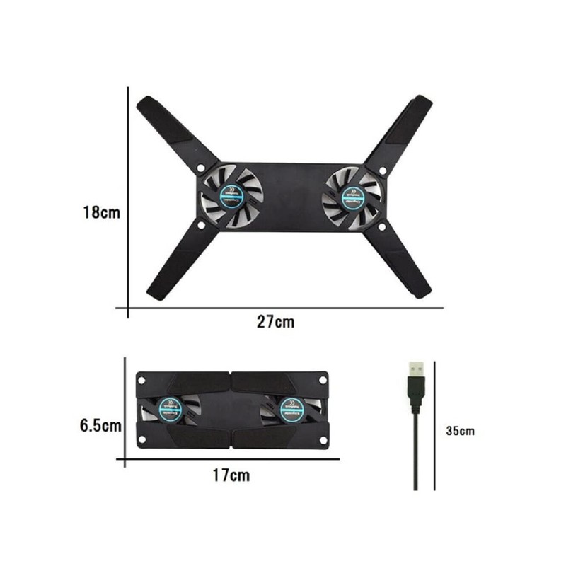 Y Department Center 55® Black Foldable Laptop Cooling Pad USB