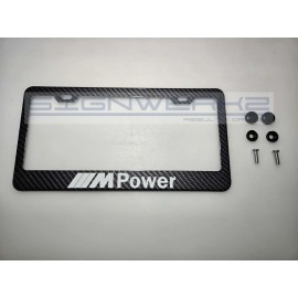 SIGNWERKZ Glowing M Power Carbon Fiber Printed Stainless Steel license Plate Frame