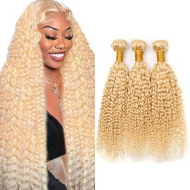 26 28 30 Inch Honey Blonde Bundles 613 Water Wave Bundles 8A Peruvian Virgin Remy Hair 613 Blonde Wet and Wavy Hair Extensions 300g