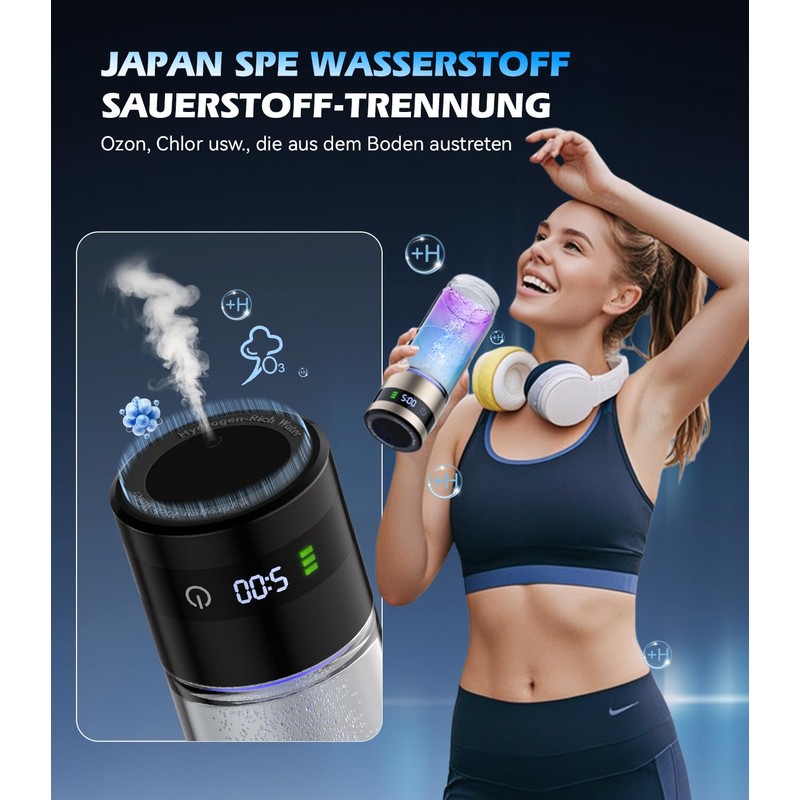 IUHFSIFS New Hydrogen Water Bottle with Digital Display, 5000 PPB
