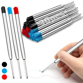 SWTYExt Pack of 30 Ballpoint Pen Refills Blue Black Red Ballpoint Pen Large Capacity Refills G2 Format Ballpoint Pen Refills Metal for Ballpoint Pen Replacement Refills Ballpoint Pen 1.0 mm Line Width