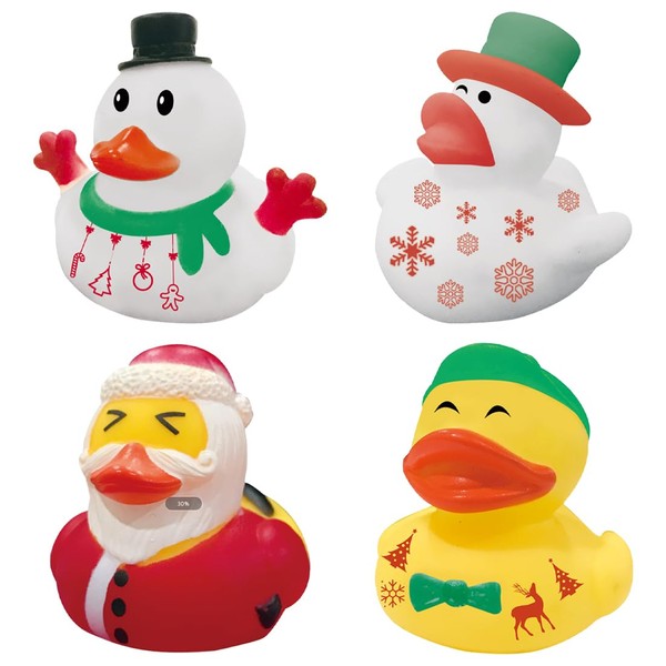 XPEX Pack of 4 Bath Ducks, Rubber Ducks, Bath Ducks,