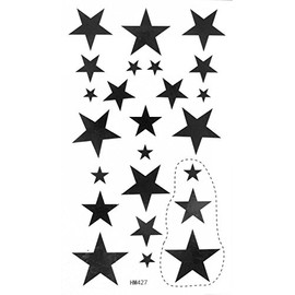 MapofBeauty Fashion Black Star Temporary Waterproof Tattoo Body Art Sticker(2 pcs/lot)