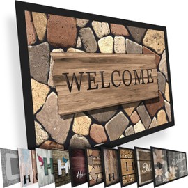 Valia Home Floor Mat - for Indoor and Outdoor Use - Doormat - Non-Slip - Front Door Shoe Scraper - Size: 17x29