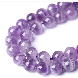 HERZWILD Pack of 180 Natural Gemstone Beads Round Gemstone Beads with Hole for Jewellery Crafts Threading DIY Bracelet Necklaces Jewellery Making (Amethyst-6 mm)