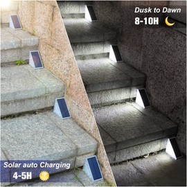 VOLISUN Solar Stair Lights 16 Pack, Solar Step Lights Waterproof IP67, Outdoor Step Light with 13 LEDs, Outdoor Lighting Decor for Yard Stair, Patio, Front Step, Front Porch and Deck(Cool White)