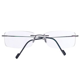 Rongchy Super Light Titanium Shortsighted Myopia Work Glasses -0.50 to -6.00 Strengths Men Women Fashion Rimless Myopia Glasses, gray