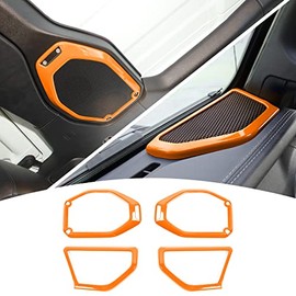 4PCS Car Roof Speaker & A Pillar Speaker Cover Trim Interior Accessories for 2018-2021 Jeep Wrangler JL JLU & Gladiator JT (Orange)