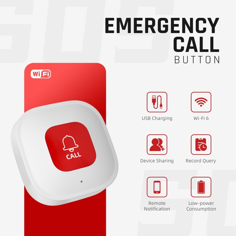 WiFi Caregiver Call Button for Elderly at Home w App