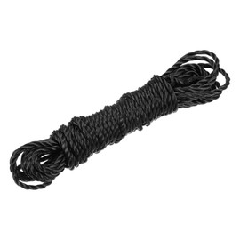 sourcing map Twisted Mason Line Nylon Twine String Cord Black 8M/26 Feet 4MM Dia for Netting, Landscaping, Home Improvement, DIY Projects, Crafting, Masonry, Gardening
